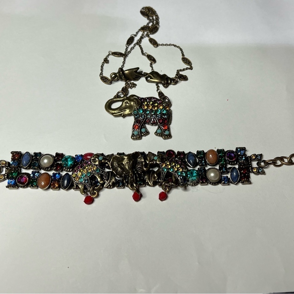 Vintage Mary Demarco La Contessa Multi Gemstone Elephant Jewelry Set